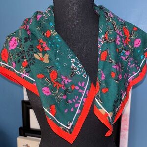 Floral Green and Red Scarf one size
